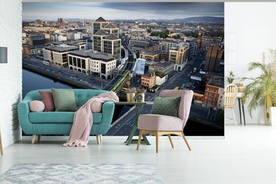 Fototapete - 390x260 cm - Dublin in Irland aus der Vogelperspektive (Gr. 390x260 cm)