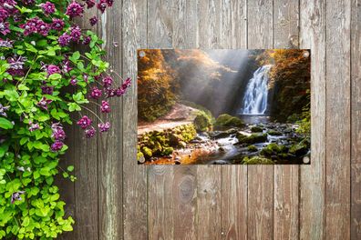 Gartenposter - 90x60 cm - Wasserfall im Herbst (Gr. 90x60 cm)