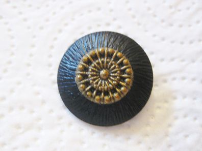 1Kunststoffknopf Knöpfe schwarz goldfarben 25x10mm Öse Nr. 4602