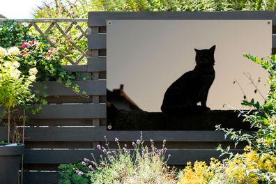 Gartenposter - 120x80 cm - Katze - Dunkelheit - Zaun (Gr. 120x80 cm)