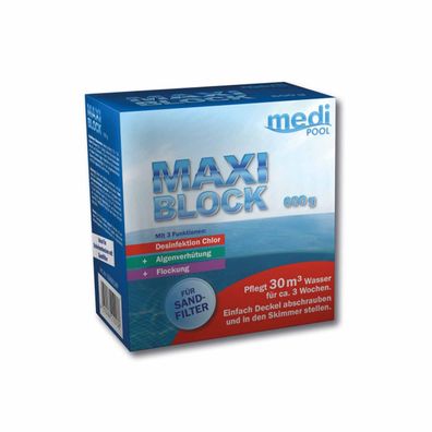 mediPOOL MaxiBlock 600g Multifunktionsblock Chlorblock Langzeitdesinfektion Pool