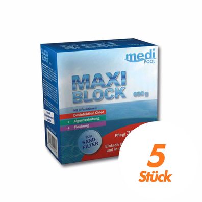 mediPOOL MaxiBlock 5x 600g Multifunktionsblock Chlorblock Langzeitdesinfektion