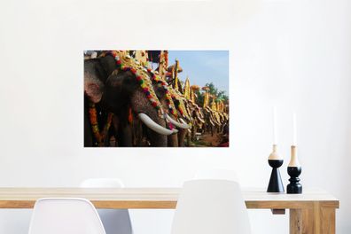 Glasbilder - 60x40 cm - Elefantenparade (Gr. 60x40 cm)