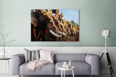 Leinwandbilder - 140x90 cm - Elefantenparade (Gr. 140x90 cm)