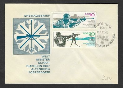 FDC DDR 2 Belege Biathlon Weltmeisterschaften, Altenberg 15.2.67