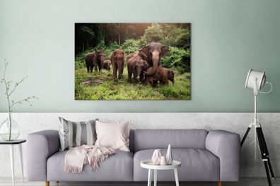 Leinwandbilder - 140x90 cm - Elefanten aus dem Wald (Gr. 140x90 cm)