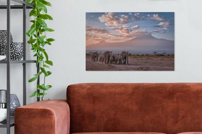 Leinwandbilder - 60x40 cm - Wandernde Elefanten (Gr. 60x40 cm)
