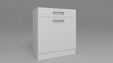 Küchenunterschrank/ Eintürig mit einer Schublade/ Weiß- Hochglanz/ Matt/ 30-70 cm