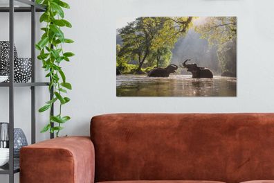 Leinwandbilder - 60x40 cm - Spielende Elefanten (Gr. 60x40 cm)