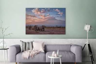Leinwandbilder - 140x90 cm - Wandernde Elefanten (Gr. 140x90 cm)