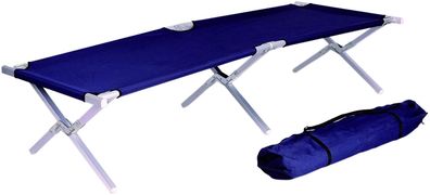 Unisex - Erwachsene Feldbett Stahl blau Feldbett 190 x 62 x 42cm Stahl