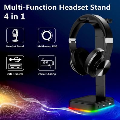 Rgb Kopfhörer Halter Headset Halterung Aufhänger Ständer Mit 2 Usb Ports