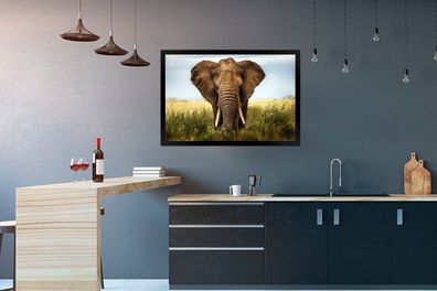 Poster - 90x60 cm - Bedrohender Elefant (Gr. 90x60 cm)