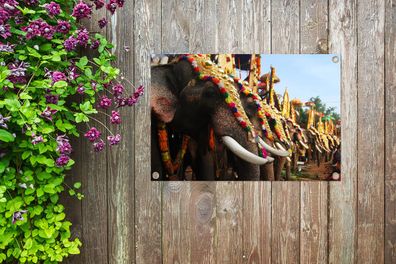 Gartenposter - 90x60 cm - Elefantenparade (Gr. 90x60 cm)