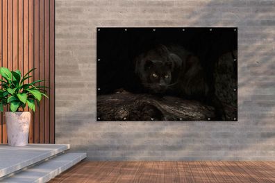 Gartenposter - 180x120 cm - Panther - Wald - Augen (Gr. 180x120 cm)