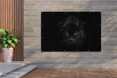 Gartenposter - 180x120 cm - Leopard - Augen - Schwarz (Gr. 180x120 cm)
