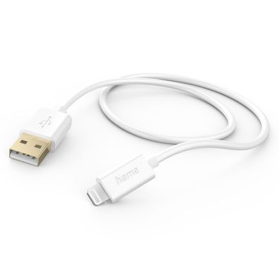 Hama USB 2.0 Lade-/ Daten Kabel für Apple iPhone 11 12 13, 1,5m 480 Mbit/ s Weiß