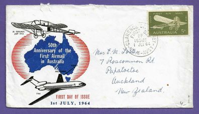 FDC Flugpost Australien 50. Jahrestag des 1. Postfluges in Australien
