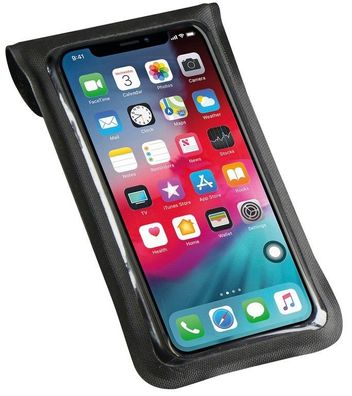 KLICKfix Phone Bag Light S mit Adapter transparent schwarz mit Drehkupplung