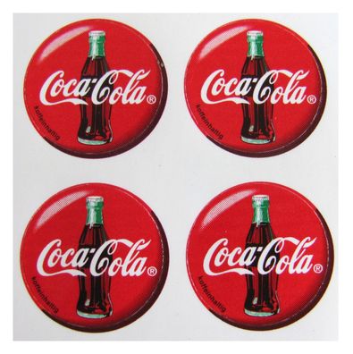 Coca Cola - 4 kleine Aufkleber á 18 mm - Motiv A02