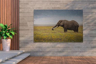 Gartenposter - 180x120 cm - Weidender Elefant in der Natur Afrikas (Gr. 180x120 cm)