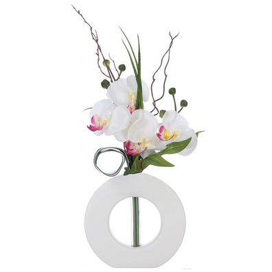 Künstliche Orchidee in Vase, spektakuläre Ornament von bunten Blumen - Atmosphera