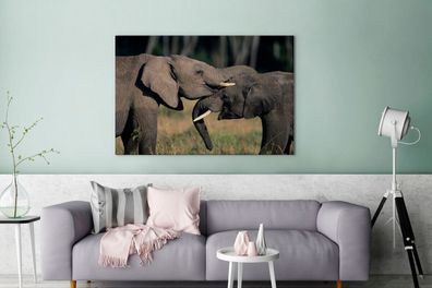 Leinwandbilder - 140x90 cm - Fließende Elefanten (Gr. 140x90 cm)