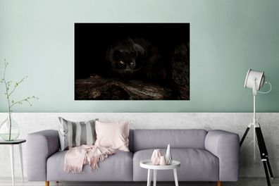 Glasbilder - 120x80 cm - Panther - Wald - Augen (Gr. 120x80 cm)