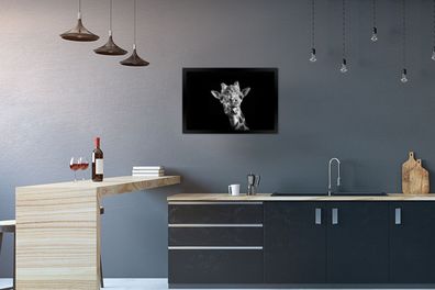 Poster - 60x40 cm - Giraffe - Tier - Schwarz - Weiß (Gr. 60x40 cm)
