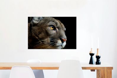 Leinwandbilder - 90x60 cm - Cougar - Augen - Schwarz (Gr. 90x60 cm)