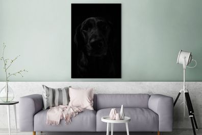 Leinwandbilder - 90x140 cm - Hund - Haustier - Schwarz (Gr. 90x140 cm)