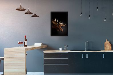 Poster - 40x60 cm - Elch - Geweih - Porträt (Gr. 40x60 cm)