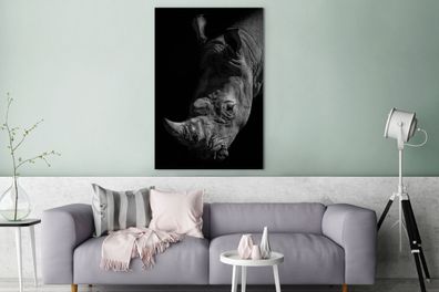 Leinwandbilder - 90x140 cm - Nashorn - Wildtier - Porträt (Gr. 90x140 cm)