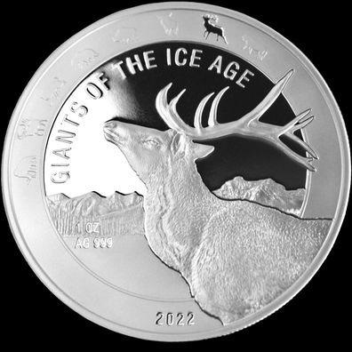 Giganten der Eiszeit Rentier 2022 1 oz 999 Silbermünze Fünfte Ausgabe