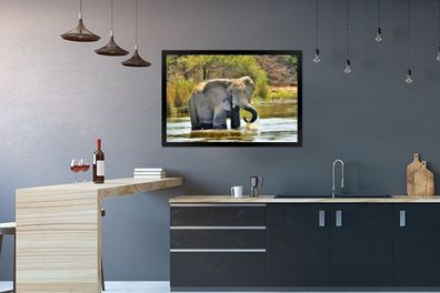Poster - 90x60 cm - Badender Elefant (Gr. 90x60 cm)