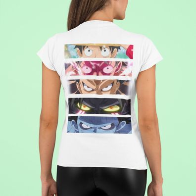 One Piece Ruffy Gear Mode Stuffen Anime Augen Eyes Merch Damen Bio T-Shirt