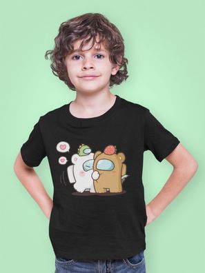 Bio Baumwolle T-Shirt Among US Game App Süßes Bär AmongUS Gaming Spiel Kid
