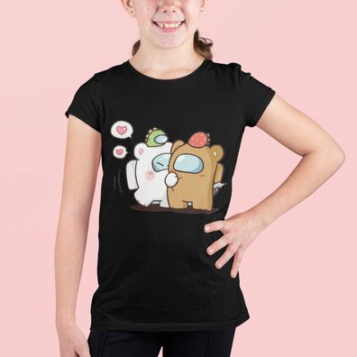 Bio Baumwolle Girl T-Shirt Among US Game App Süßes Bär AmongUS Gaming Spiel