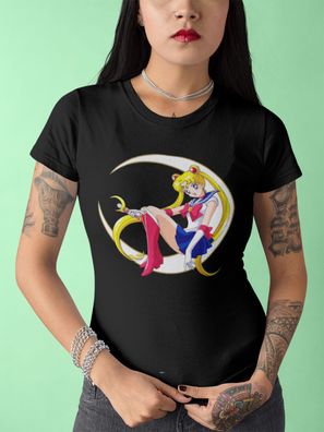 Damen Bio T-Shirt Sailor Moon Tsukino Usagi Mond Anime Manga Shirt Geek Otaku