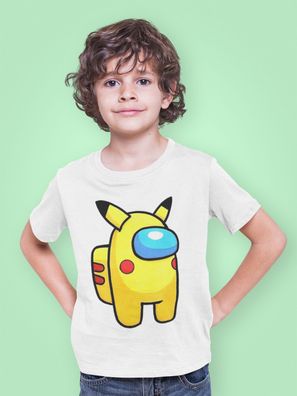 Bio Baumwolle T-Shirt Among US Game App Pikachu Pokemon AmongUS Gaming Spiel Kid