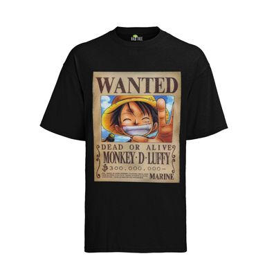 One Piece Monkey D. Luffy Anime Herren Bio T-Shirt Anime Manga Wanted Kopfgeld