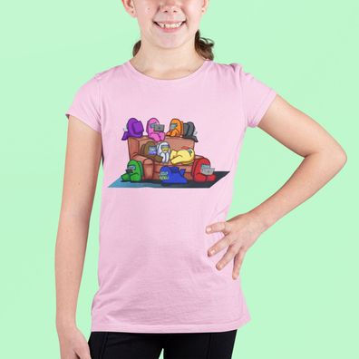 Bio Baumwolle Girl T-Shirt Among US Game App Sofa Freunde AmongUS Gaming Spiel