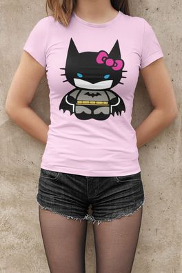 Bio Baumwolle Damen T-Shirt Hello Kitty Batman Süße Katze Cute Cat Japan Hero
