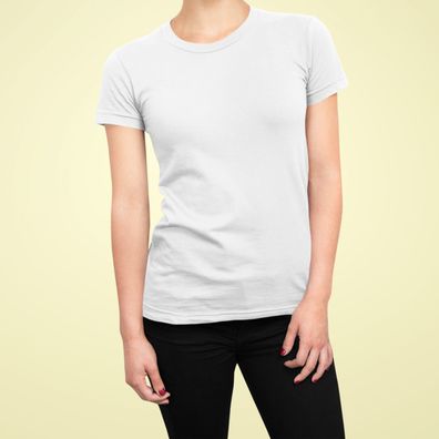 Schöne Rundhals Damen T-Shirt einfarbig 100 % Bio Baumwolle Women Shirt Cotten