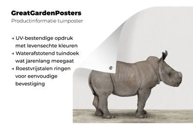 Gartenposter - 100x100 cm - Baby Nashorn - Süß - Kinderzimmer - Jungenzimmer - Mädche