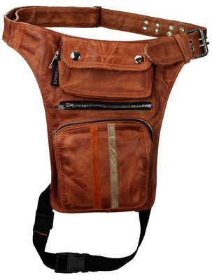 Motorrad & Biker Echt Leder Beintasche Vintage Custom Freizeit Leg Bag Wax Braun