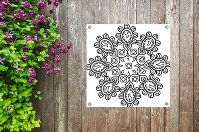 Gartenposter - 100x100 cm - Mandala mit Blumenformen (Gr. 100x100 cm)