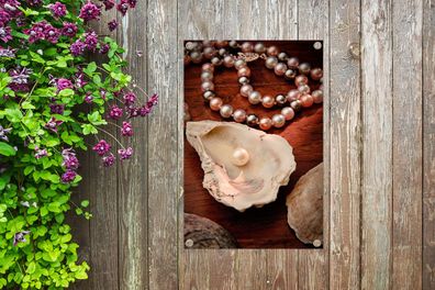 Gartenposter - 60x90 cm - Perlenkette entlang der Auster (Gr. 60x90 cm)
