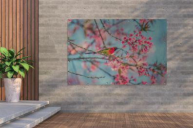 Gartenposter - 180x120 cm - Vogel - Sakura - Farben (Gr. 180x120 cm)