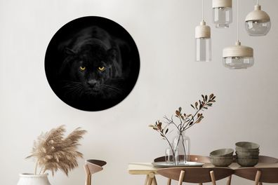 Runde Wandbilder - 90x90 cm - Panther - Schwarz - Gelb (Gr. 90x90 cm)